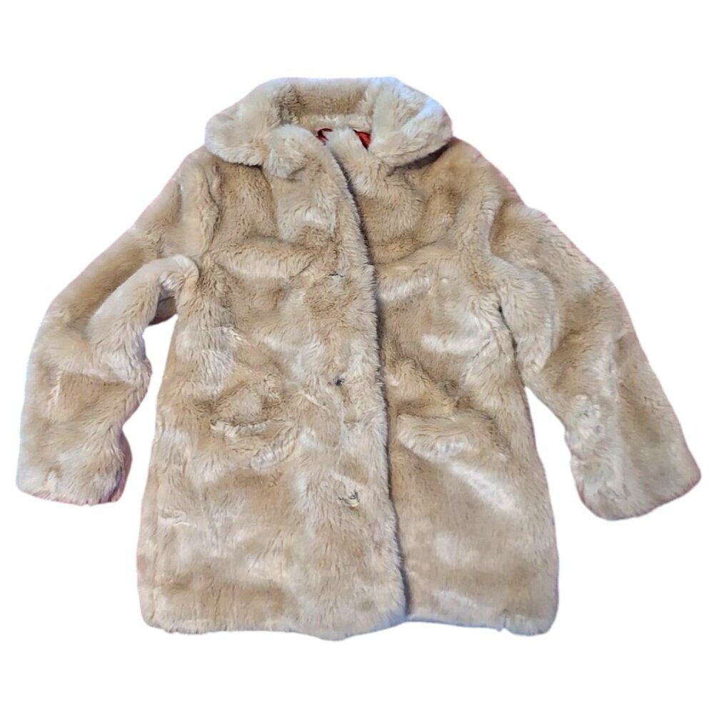 Vintage Faux Fur Long Jacket Winter Coat Mink Mob Wife Zip Scarface‎ Going Out